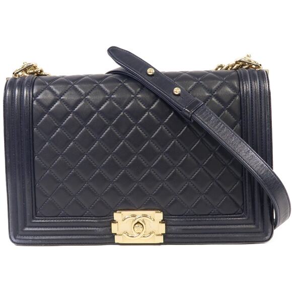 💎✨BEAUTIFUL✨💎Authentic CHANEL CC Boy Chain Shoulder Bag Dark Blue - Picture 4 of 16